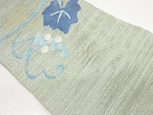 絽枝葉に葡萄模様織出し名古屋帯